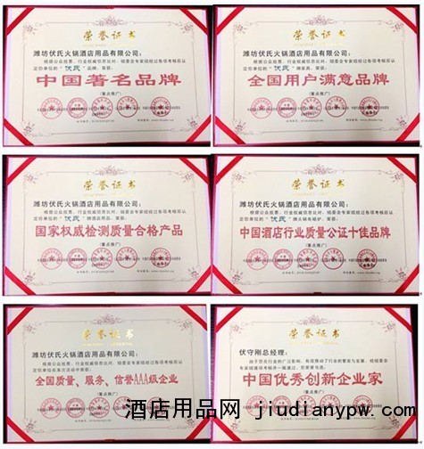 伏氏火锅酒店用品公司荣获“中国著名品牌”等殊荣